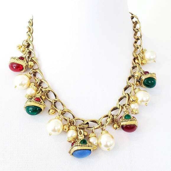 Vintage Jewelry - Vintage Statement Necklace Jewel Tones